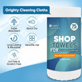 Orighty Microfiber Cleaning Cloths, 75 Sheets Shop Towels, Reusable Paper Towels Shop Rags, Washable Microfiber Towel Roll Cleaning Rags for Cars,