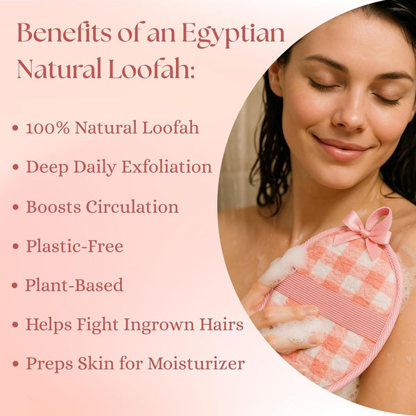 Natural Loofah Exfoliating Body Scrubber for Women Made with Natural Egyptian Loofa Sponge, Bath Shower Luffa Lufa for Face and Body. Exfoliator