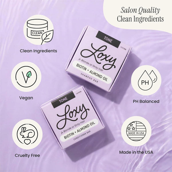 Naturel Toning Purple Shampoo and Conditioner Bar Set with Biotin for Blonde or Grey Hair, Shampoo Bar and Conditioner Bar for Blonde or Grey