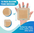 General Medi Waterproof Silicone Foam Island Dressing (10 Packs) â 4" X 4" Sterile Wound Care Pad with Adhesive Border - Sterile, Soft & Highly