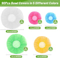 90Pcs Reusable Elastic Food Bowl Storage Covers, Sublaga Bowl Covers, Variety of 5 Translucent Stretchable Sizes and Colorful Dish Plate Covers,