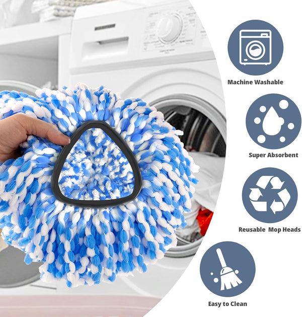 Spin Mop Replacement Head Rinseclean 2-Tank System, 6 Pack Mop Head Replacement, Microfiber, Machine Washable, Easy to Replace and Deep Cleaning