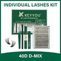 DIY Lash Extension Kit KEYYOU 300Pcs Individual Eyelash Extension Kit 40D 0.07D Curl 9-18MIX Lash Clusters Kit with Lash Glue Remover Applicator