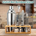 Cocktail Shaker Set, Mixology Bartender Kit 10-Piece Bar Tool Set with Stylish Bamboo Stand, Bar Kit: Matini Shaker Mixing Spoon Muddler Jigger