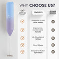 Zulay Kitchen Powerful Milk Frother Wand - Mini Milk Frother Handheld Stainless Steel - Battery Operated Drink Mixer for Coffee, Lattes,