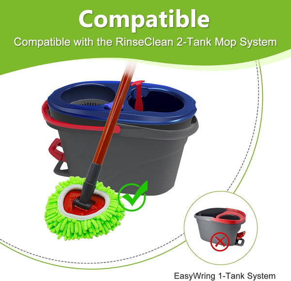 Mop Heads Replacements,Mop Replace Heads Compatible with Ocedar Rinseclean 2-Tank Spin Mop,Reusable Mop Head for Wet/Dry,3 Pack