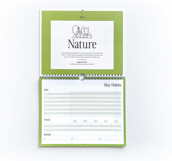 Habit Tracker Calendar & to Do List Planner, Spiral Bound Habit Tracker with Writable Goals, 12 Months Undated, 8"X10â