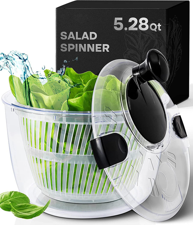 Joined Large Salad Spinner with Drain, Bowl, and Colander - Quick and Easy Multi-Use Lettuce Spinner, Vegetable Dryer, Fruit Washer, Pasta and