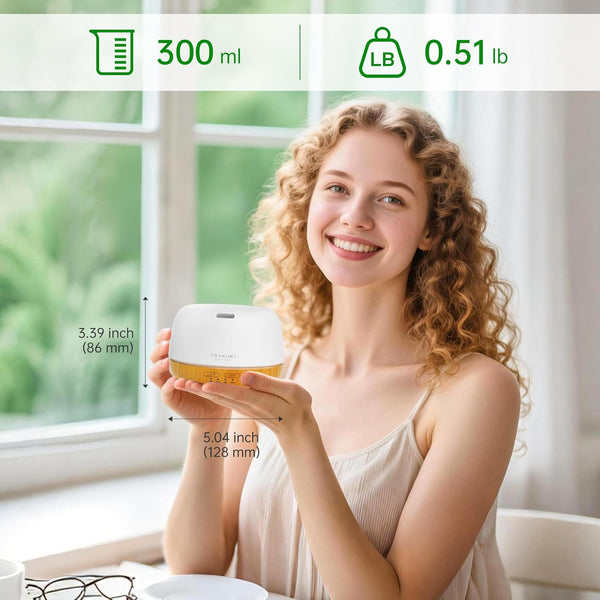 ASAKUKI Essential Oil Diffuser, Ultrasonic Aromatherapy Oil Humidifier with 7 Colors Lights 2 Mist Mode for Home