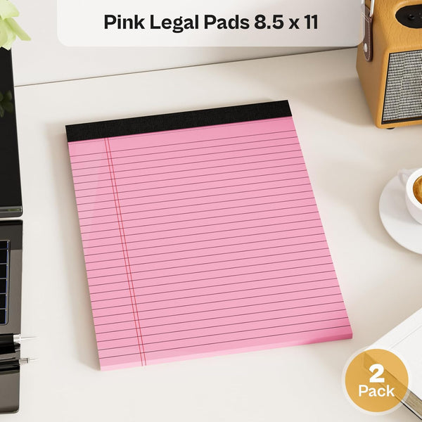 2 Pcs Legal Pads 8.5 X 11 Pink Note Pads 8.5 X 11 Notepad 8.5 X 11 Micro Perforated Writing Pads 8.5 X 11 Lined Paper Pads Wide Ruled Pad of Paper
