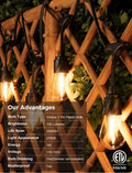 XMCOSY+ 48FT Outdoor String Lights Waterproof - LED Patio Hanging Lights for Outside Porch Backyard Gazebo Garden, Commercial Grade 16 Edison