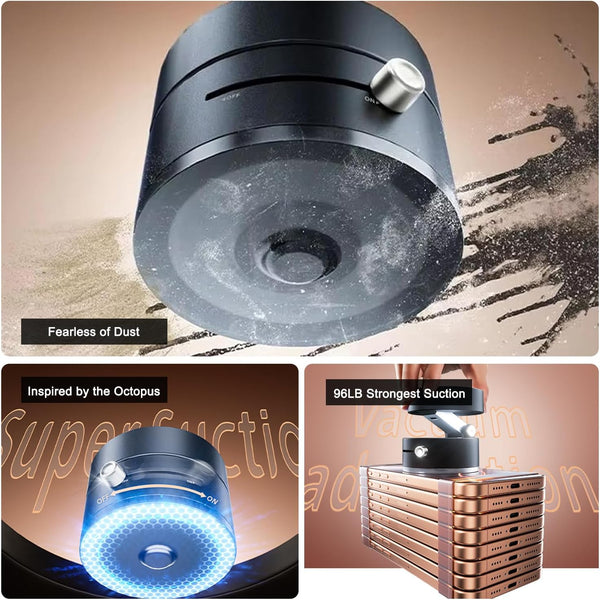 Foldable Magnetic Vacuum Phone Holder, Ultra Strong Suction Cup Phone Mount for Car/Travel/Desktop, Adjustable Vacuum Magnets Phone Stand Car