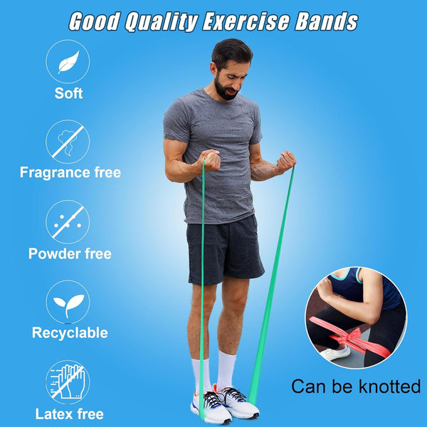 Resistance Bands for Working Out, Physical Therapy Bands, Latex Free Elastic and Exercise Bands Set for Stretching, Suitable for Rehab, Yoga,