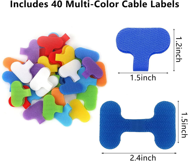 AIEX 40Pcs Cord Labels Multi-Color Write on Wire Labels Cord Tags and Wire Tags for Cable Wire Management and Identifica