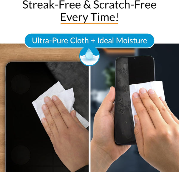 Icloth Large Screen Cleaning Wipes for Electronics, Lint-Free and Streak-Free, Fast-Drying, Removes Dust, Fingerprints, and Smudges (24 Wipes)