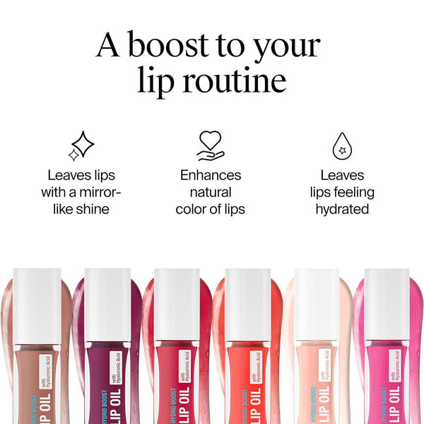 Neutrogena Hydro Boost Tinted Lip Oil with Hyaluronic Acid, Glossy Lip Oil Designed to Hydrate & Nourish Lips While Bringing Out Their Natural
