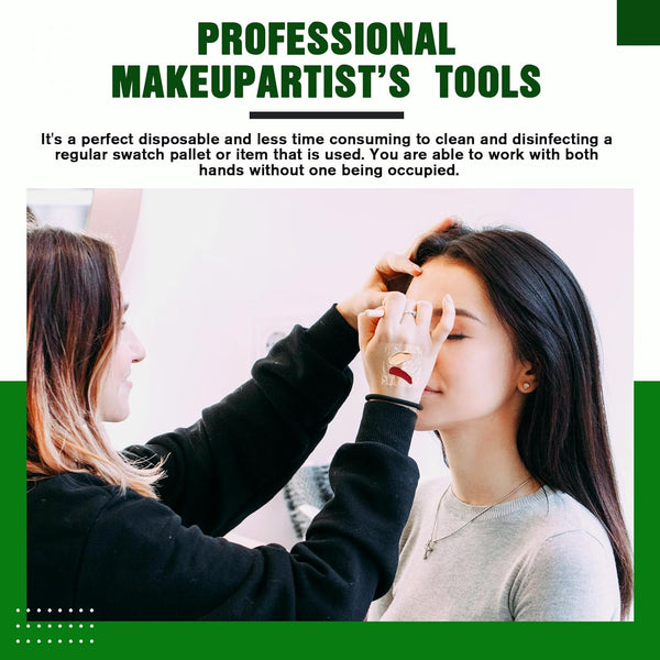 Jeffdad 100 Pcs Makeup Hand Palette Single Use Makeup Mixing Palette Tape Artist Must Cosmetic Transparent Waterproof Tape for Women Supplies(6 * 6Cm)