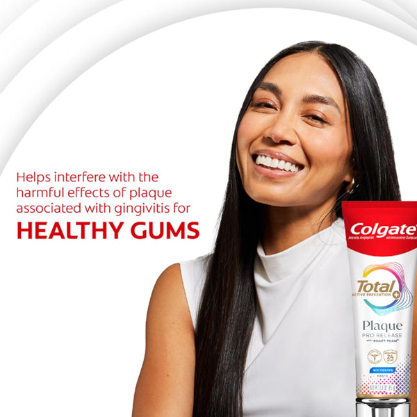 Colgate Total Plaque Pro Release Whitening Toothpaste, 2 Pack, 3.0 Oz Tubes