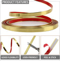 Glossy Gold Peel and Stick PVC Molding Trim, Flexible DIY Wall Accent Strip for Mirror Frame, Cabinet, Edges & Borders and Tiles (394''L X 0.8''W)