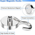 DIYMAG Magnetic Hooks Heavy Duty, 80 LBS Neodymium Magnet Hooks for Home, Kitchen, Workplace, Office, Garage and Indoor Hanging, Silver, Pack of 12