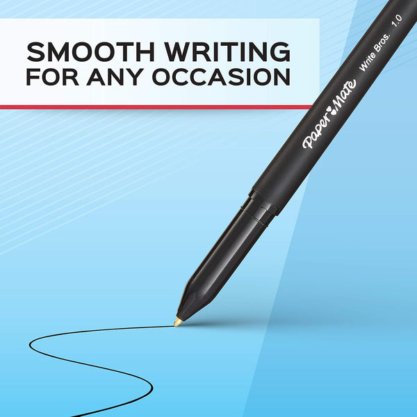 Paper Mate Write Bros Ballpoint Pens, Medium Point (1.0Mm), Black, 12 Count