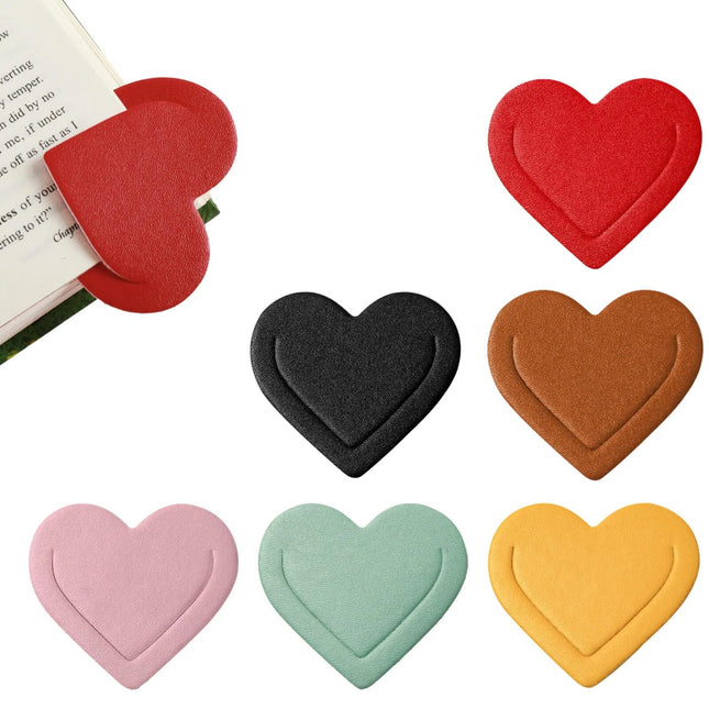 6 Pieces Leather Heart Bookmarks, Cute Corner Page Bookmark, Book Marks Reading Gifts for Women Teachers Students, Book 