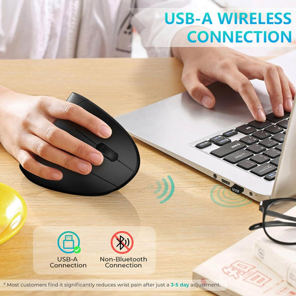 Lekvey Ergonomic Mouse, Vertical Wireless Mouse - Rechargeable 2.4Ghz Optical Vertical Mice : 3 Adjustable DPI 800/1200/1600 Levels 6 Buttons, for