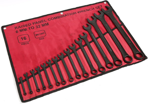 VCT 16Pc Raised Panel Combination Wrenches Set 12-Point Metric Wrench Set 6-32Mm