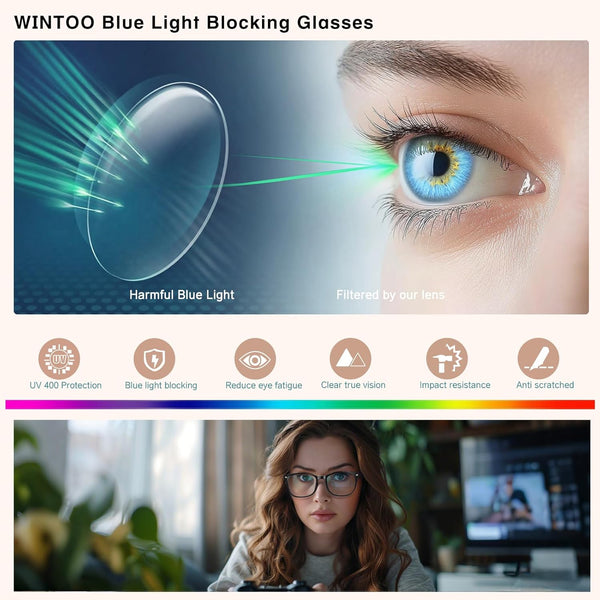Blue Light Glasses for Woman Men | 99% Blue Light Blocking Glasses | Computer Glassess | Night Driving | Gaming | TV Phone Screen Reader Square