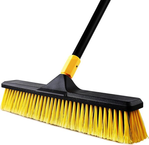 Yocada 18 Inch Push Broom Heavy-Duty Outdoor Commercial Broom Brush Stiff Bristles for Cleaning Patio Garage Deck Concrete Wood Stone Tile Floor