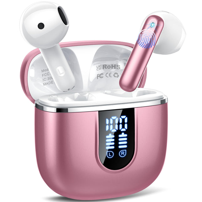 Wireless Earbuds, 2025 Bluetooth 5.4 Headphones in Ear Buds 3D Bass Stereo, 40H Ultralight Bluetooth Earbuds with 4 ENC 