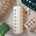 Purifyou 40/32/22/12 Oz Borosilicate Glass Water Bottles with Volume Markers, Silicone Sleeve, Stainless Steel Lid, Reusable Bottle for Water,