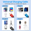 Travel 4 in 1 Multi Charging Cable for Apple Watch, Magnetic Wireless Charger, Braided USB C/Lightning/Micro Port for Iwatch Series