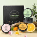 4 Pcs Clay Facial Mask Set - Turmeric, Vitamin C, Green Tea, Dead Sea Mud, and Rose Clay Skin Care Mask for Deep Cleansing, Moisturizing, and