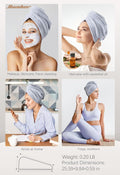 Hicober Microfiber Hair Towel, 3 Packs Hair Turbans for Wet Hair, Drying Hair Wrap Towels for Curly Hair Women anti Frizz (Grey,Blue,Grey)