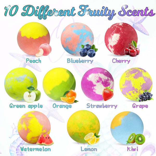 Mermaid Bath Bombs for Kids Girls with Surprise Inside, 20 Pcs Fun Princess Fizzy Bath Bomb with Jewelry Toys, Mothers Day Gifts for Daughter Wife