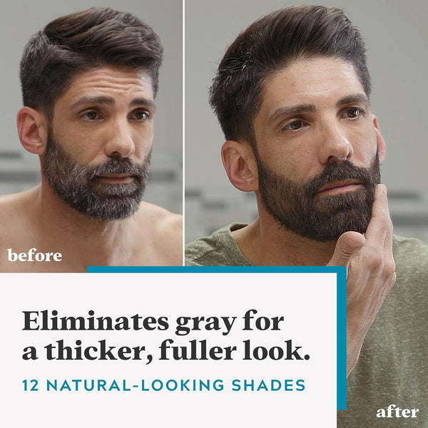 Just for Men Mustache & Beard, Beard Dye for Men with Brush Included, with Keratin Biotin Aloe and Coconut Oil for Healthy Facial Hair - Dark
