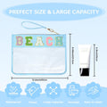 Chenille Letter Clear Zipper Pouch for Travel Preppy Patch Makeup Bag-Nylon Cosmetic Preppy Makeup Waterproof Organizer Bag Set for Women
