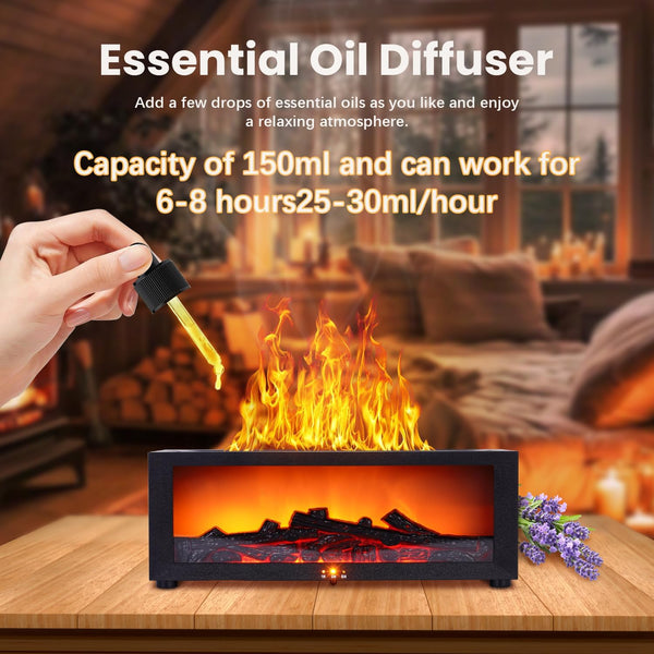 Fireplace Humidifier Diffuser, 7 Colors Flame Diffuser for Essential Oils, Fire Aroma Diffuser with Remote, Air Humidifiers Aromatherapy Diffuser