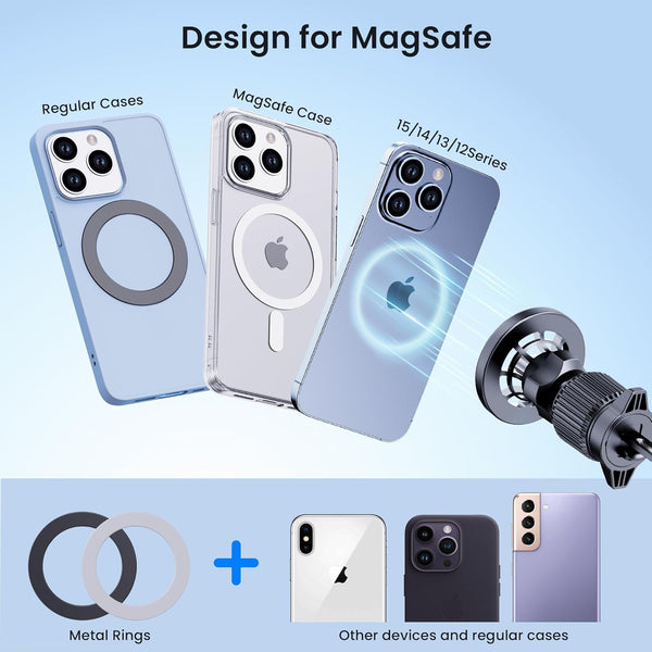 PGU for Magsafe Car Mount, [Strongest Magnets][Unlimited Angles] Magnetic Phone Holder for Car Vent Cell Phone Holder Car Mount for Iphone 12/13
