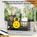 Sponge Holder for Kitchen Sink,Smiley Face Sink Caddy with Removable Brush Holder,Self-Draining Sponge Caddy for Sponge,Soap,Dish
