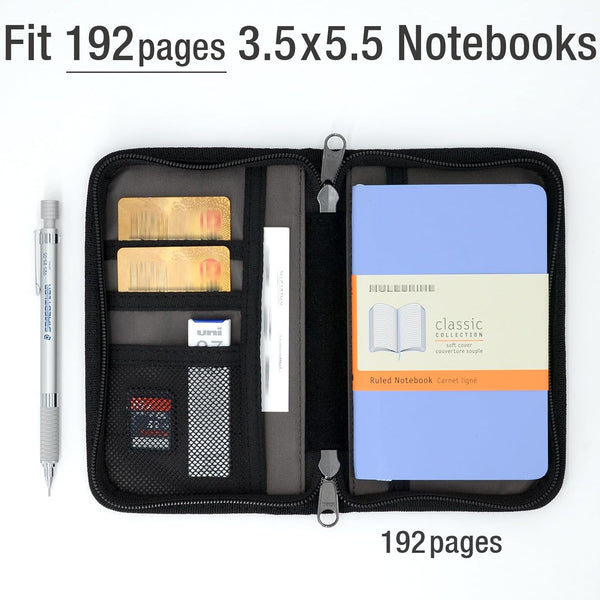 Field Notes Notebooks Cover 3.5 X.5.5 Pocket Notebook Cover with Pen Holder, Zipper Field Journal Planner Sketchbook Cover for 3.5 X 5.5 Moleskine