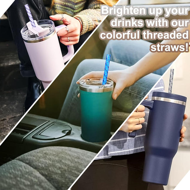 Reusable Straws for Stanley Cup Replacement,12 Inch Plastic Extra Long Straw for 40/30 Oz Tumbler,Clear Hard Drinking St