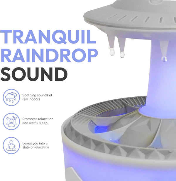 UFO Raindrop Humidifier Oil Diffuser - White - House Scent Essential Oil Desk Humidifier for Aromatherapy - Mushroom Desk Lamp Diffuser with