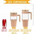 Tronco 40 Oz Glass Tumbler with Straw and Lid, Reusable Glass Tumbler with Handle, Iced Coffee Cup with Bamboo Lid, Glass Water Bottles Fit in Cup