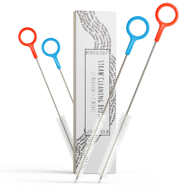 Heavy Duty Cleaning Brushes Set of 4 - Extra Long Straw Cleaners for Metal and Plastic Reusable Drinking Straws, to Clean Small Spaces, Sippy