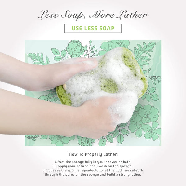 Spongentle Deep Cleansing Dual Texture Body Loofah Sponge, Vacuum Sealed, for Bath and Shower, for Gentle and Deep Exfoliation, Generous and Rich