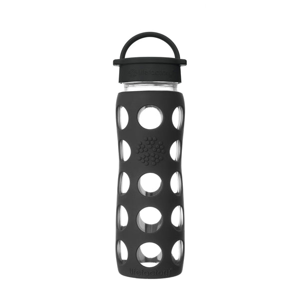 Lifefactory 22-Ounce Bpa-Free Glass Water Bottle with Classic Cap and Protective Silicone Sleeve, Onyx