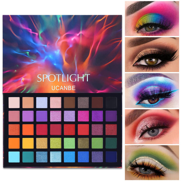 UCANBE Spotlight Eyeshadow Palette Professional 40 Color Eye Shadow Matte Shimmer Makeup Pallet Highly Pigmented Colorful Powder Long Lasting
