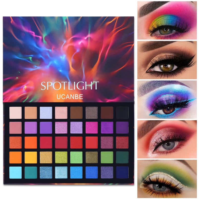 UCANBE Spotlight Eyeshadow Palette Professional 40 Color Eye Shadow Matte Shimmer Makeup Pallet Highly Pigmented Colorful Powder Long Lasting